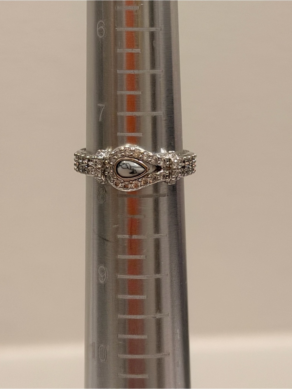 Bomb Party NWT! Howlite Ring with Diamond CZ on Rhodium